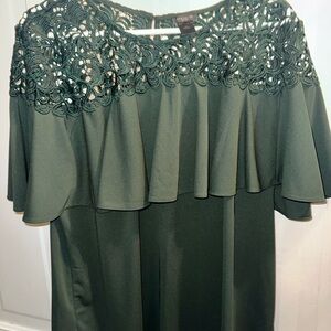 Ann Taylor Lace Top  in Deep Green